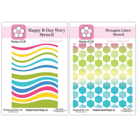 Wavy Happy B-Day Fold-it Club Stencils
