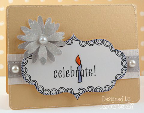 Celebrate!
I used the flower border from the set to create my border around the die cut shape. Die cut from Sizzix
Keywords: cake2build, birthday