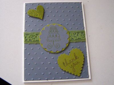 A thank you card for a gift set to give as part of wedding present.
