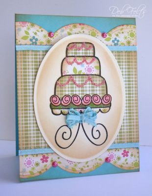 Let's Eat Cake!
This plaid paper made me think of the basket-weave pattern I learned in one of the two Wilton cake decorating classes I took forever ago.
