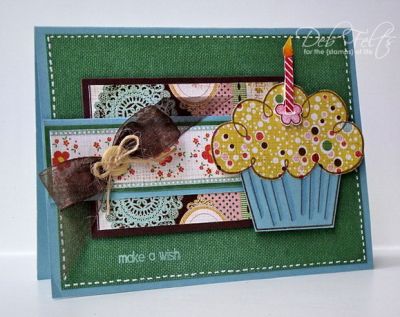 Make a Wish!
Paper pieced cupcake with flower "candle pick."
