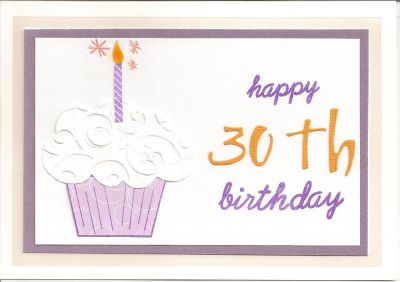 I paper-pieced the cupcake with these fun new stamps. The icing is dry embossed with a Cuttlebug folder and the flame is a teardrop Rain Dot. 
