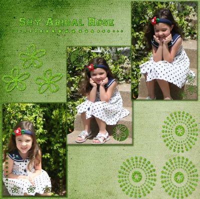 Shy Abby
12 x 12 of my niece Abby.  Isn't she a doll?
Keywords: digital stamps, digital scrapbooking