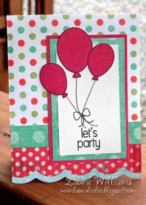 let's party
i wanted to add a bunch of ribbon and bling to this card, but i am trying to create more cards that i can actually MAIL without having to pay extra postage!!! so i tried to keep this one FLAT.  :)
