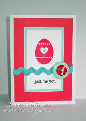Just For You (mini card)
This card is about 3.5x4.25.  Just a little larger than half of a standard size card.  It's actually a really fun little size to work with!!! Not too small, and it will fit in a regular invitation size envelope without being too ridiculous!! :)
(Sentiment stamps is from the birthday set.)
