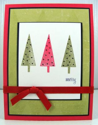 Merry Card
Quick and easy card using the November Joy2Christmas set.  I love all the trees in this set.  :)  You can get SO many looks out of it.  :)
