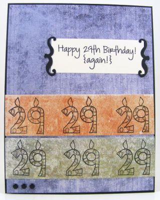29 Again Birthday Card
Card features numbers4cake clear stamp set.  It also uses greetings4birthday.
Keywords: numbers4cake