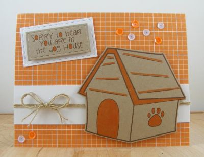 **Sorry You Are In The Dog House Card**
house4cookie stamps, stitched rectangle dies, patterned paper and kraft colored solid twine are by The Stamps of Life
Keywords: house4cookie