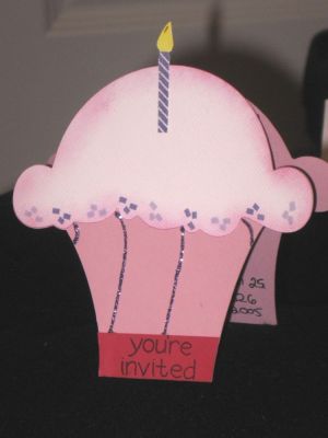 birthday invitation
i made the card by cutting it out with my pazzles machine, the candle sprinkles and "youre invited" as well as the lines on the cupcake are all from the birthday Jan. set! 
Keywords: birthday, invitation