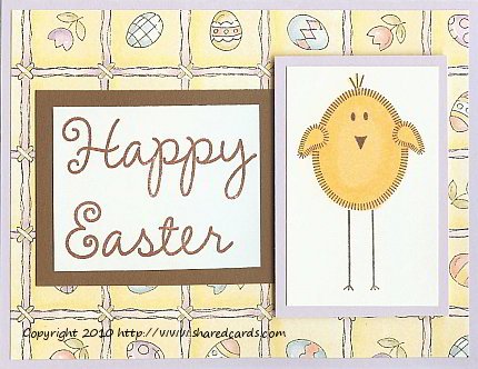 Chickadee Happy Easter
See my website (http://www.sharedcards.com) for additional supplies/instructions.
Keywords: copic chickadee