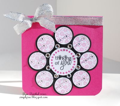 thinking of you card
Another fun card using Back2Basics. 
Pink/black/white & bling = ♥
{cardstock is by papertrey ink}
