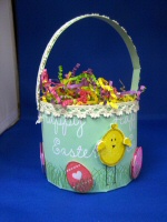 Easter Basket Centerpiece
Easter Basket constructed from card stock, lace, Stamps of Life Stamps.
