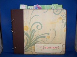 Hand made binder for my Stamps of Life Stamps
Cover is made from Chip board and covered with designer paper from my stash. I copied the title from the package of Eggs for Easter stamps. 
