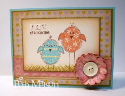 Hey Chickadee
Instead of just coloring the chicks in with a solid color I used the decorated egg stamps to fill in the bodies of the chicks. What do you think? More details are available on my blog - http://nevertoooldtocolor.blogspot.com/2010/02/more-easter.html
Keywords: eggs, easter, chick