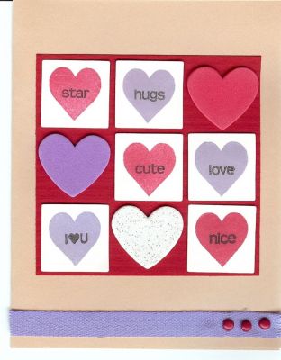 Valentine card
My first post ever of something I created!  I "cardlifted" this idea from Wilsonarts.  I loved the simplicity of the design.  These stamps were fun to work with!
