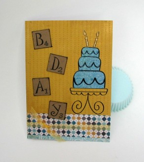 Birthday Scrabble Card
Birthday (AKA "Bday") card created with Chipboard "Scrabble" pieces and cake2build stamps!  The inside of the card features "you take the cake" and the small cake2build birthday cake stamped image.
Keywords: card2build, birthday, Scrabble, cake, candles, yellow, blue
