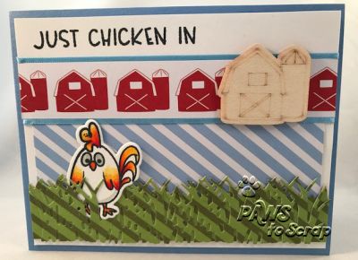 Just Chicken In
Supplies Used - Just Chicken In
Stamps and Dies:  farmanimals2stamp Stamps and Dies and Grass Die  (The Stamps of Life)
Ink & Embossing:  Licorice, Lemonade, Strawberry and Tangerine (The Stamps of Life); 
Paper: Cardstock and Pattern Paper from The Stamps of Life August Card Kit
Other: Wood Embellishment from the Stamps of Life August Card Kit

Keywords: farmanimals2stamp grass August Card Kit