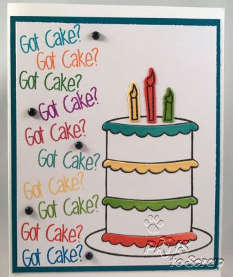 Got Cake
Supplies Used - Got Cake?
Stamps:  Cake2Stamp (The Stamps of Life)
Ink: Something Borrowed, Aquatini, Orange Twist, Grass Skirt, Flirty Fuchsia, Tutti Frutti, Rockin' Red, Tiara, Lime Rickey, Midnight (Catherine Pooler Inks) 
Paper:  Powdered Sugar Cardstock (The Stamps of Life); Island Indigo (Stampin' Up)
Accessories:  Enamel Dots (The Stamps of Life); Wink of Stella Clear 

