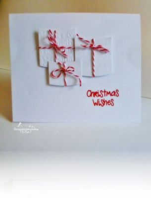 gifts4Christmas
To make this very simple card. I embossed three papers and then used my PB&J dies to cut them out. I used my stamp from the Ornaments4christmas stamp set. 
Keywords: pb&j , Oranments4christmas