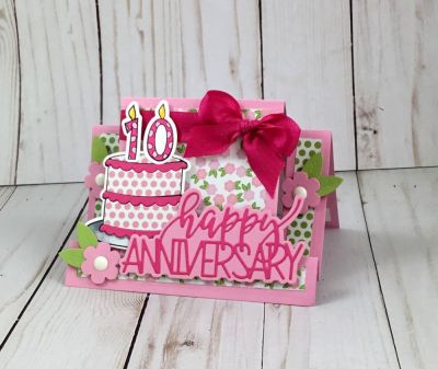 Happy 10th Anniversary
Keywords: cake2stamp center step card word dies