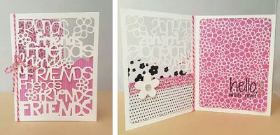 *friends
friends background die set. hello stamp sizzix. papers tsol. flower triplit die
