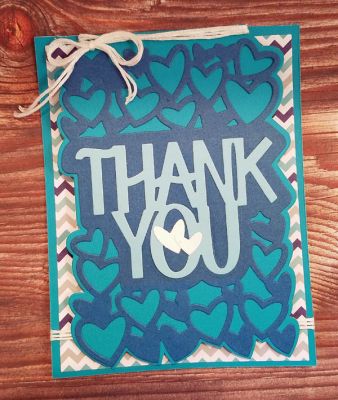 *thank you
sizzix thank you drop in card die.  tsol papers
