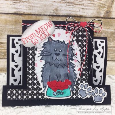 Valentine From Meow to You
Kind Sentiments Step-ups Card Set
cat2stamp stamp/die set
heart die
TSOL papers 
