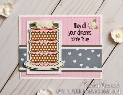 May All Your Dreams Come True
Patterns4cake, Cake2stamp Die Set, Cake2stamp, Stitched Rectangles, "Love Story" & "Thanks" Collection Patterned Paper
