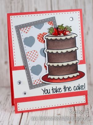 You Take the Cake!
Cake2stamp, Cake2stamp Dies, Sizzix Dotted Rectangles, Strawberries2stamp, "Me & You" Collection Patterned Paper
