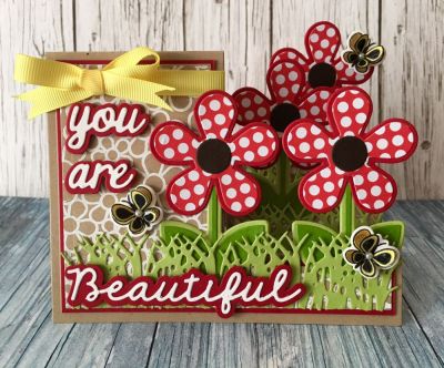 You Are Beautiful
Flowerpower2fill, Flower Power Dies, Flowerpower4backgrounds, Sizzix Basic Step Ups Card Die Set, Sizzix Windows Stamps & Dies, Love Story Patterned Paper
