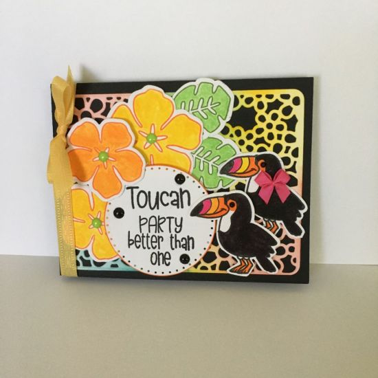 Gift Card Pop Up for Anniversary Tropical with Toucans
