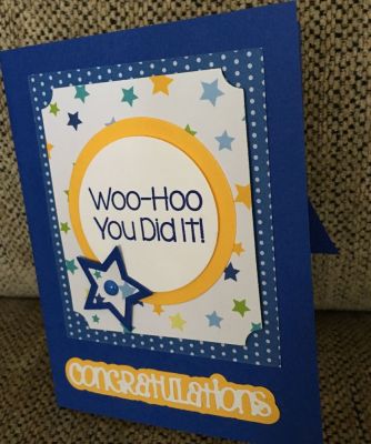 Front of 3D Drop-in Congratulations Blue/Yellow
