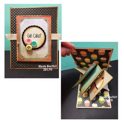 Shabby Chic Twist & Fold Cake Card Part 1
A fun twist & fold card decorated with bakery style papers and die cuts. Including a recipe card to send your favorite cake recipe to the special birthday girl ;-)
