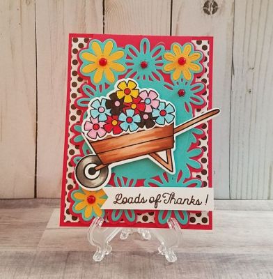 Keywords: Sizzix Card Flower & Circle Drop-ins, wheelbarrow2stamp and dies, April Kit Club 2018