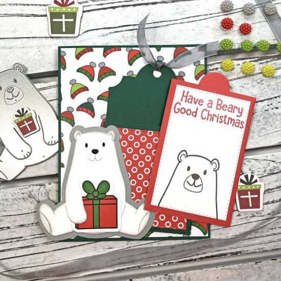 Have a Beary Good Christmas
Keywords: polarbear2stamp tag holder dies