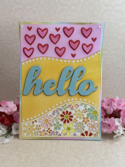 Hello 5x7 Tri-Background Dies
