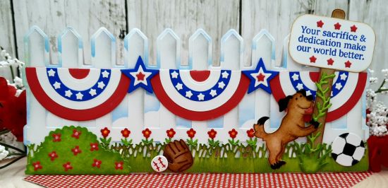 Military Thanks stamps
Keywords: Fence banners dog sign stars bushes soccer baseball glove PicketFenceFoldit