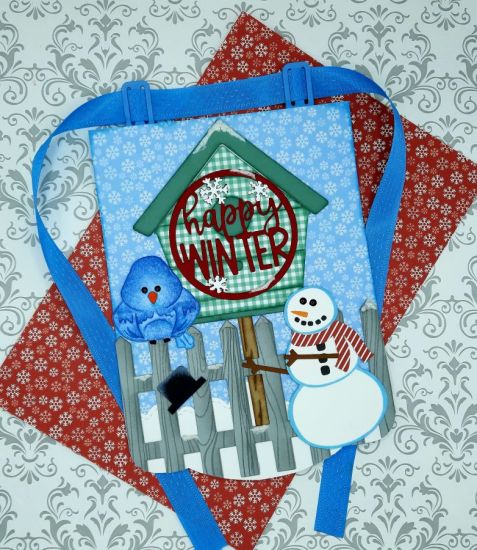 Happy Winter Circle 
Keywords: BannerDies Banner winter snowman birdhouse picketfencefoldit