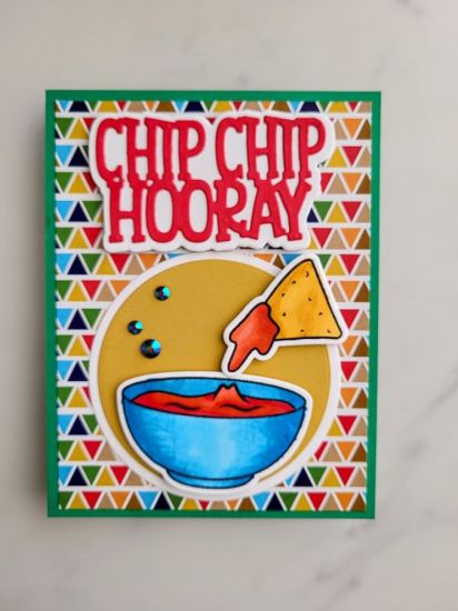 Chip Chip Hooray Salsa Style
Large focal point with Busy colorful background!
Keywords: ChipsGalore CirclesDies
