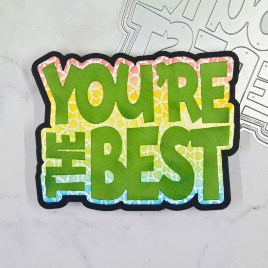 Card 1: You're the Best
Using the Newport Flower stencil from the set and Green Apple cardstock I created this shaped card.
Keywords: You're the Best Fold-it