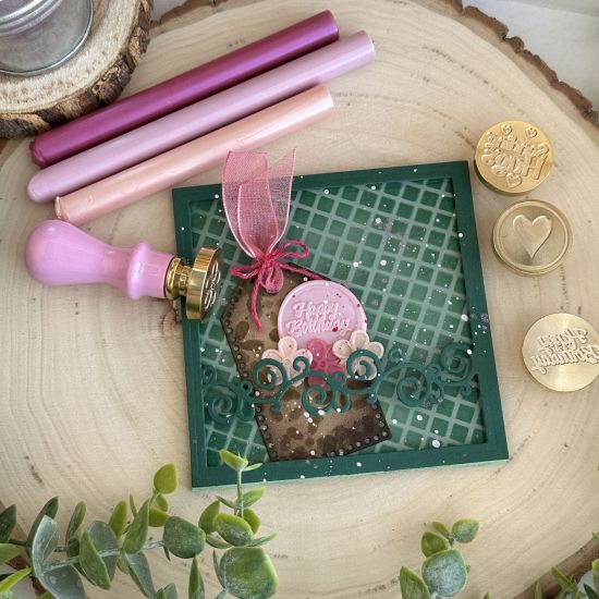 Keywords: wax seal birthday squarecard