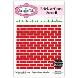 Brick with Grass Stencil