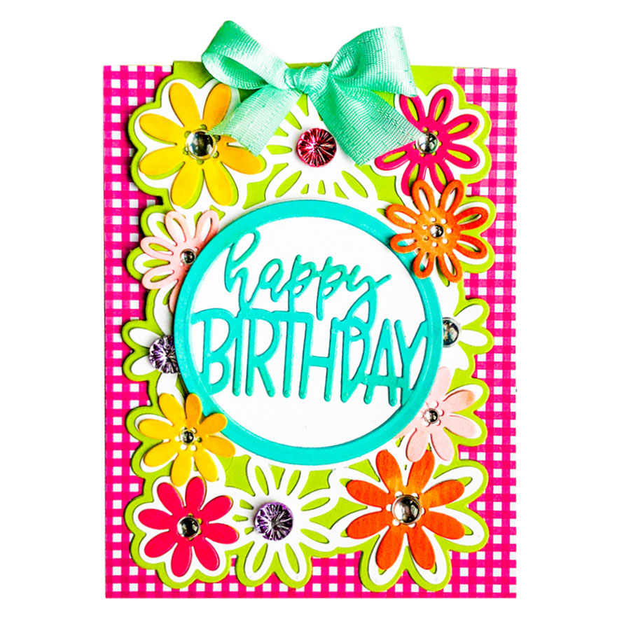 Image of Floral Happy Birthday Drop-in A2 Card Die Set